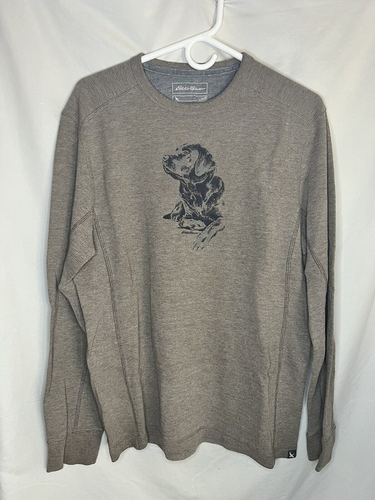 Eddie Bauer Brown Medium Waffle Thermal Long Sleeve Black Lab EUC